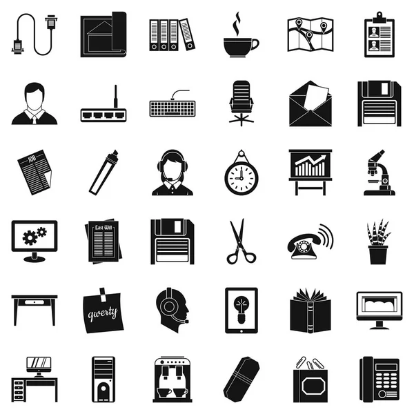 Ensemble d'icônes de la chancellerie, style simple — Image vectorielle