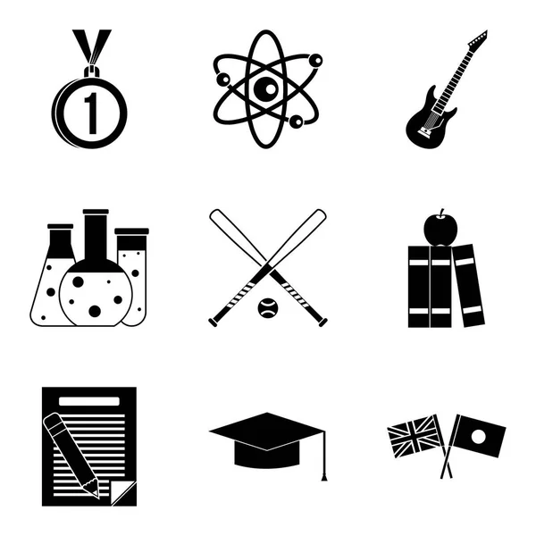 Yeni öğrenci Icons set, basit tarzı — Stok Vektör
