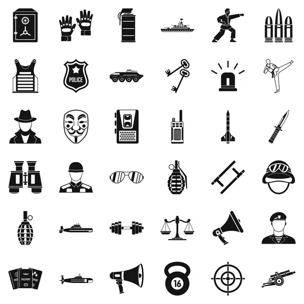 Conjunto de iconos de policía, estilo simple — Archivo Imágenes Vectoriales