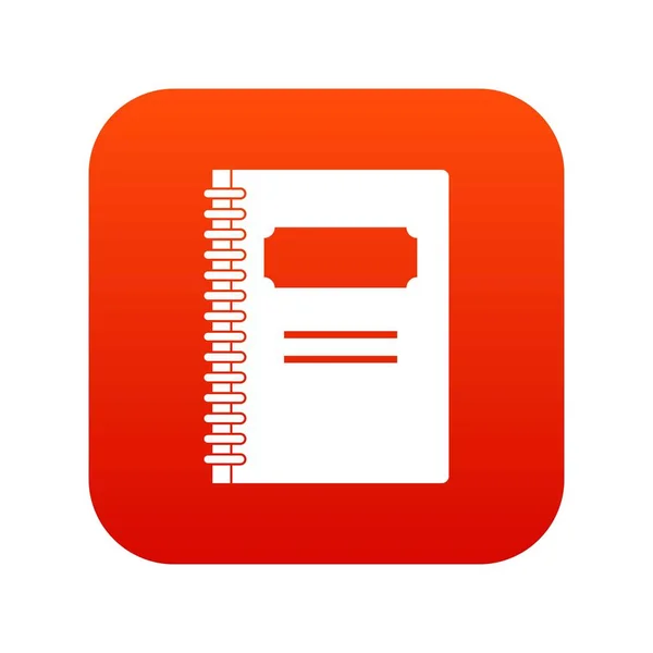 Cuaderno espiral cerrado icono rojo digital — Archivo Imágenes Vectoriales