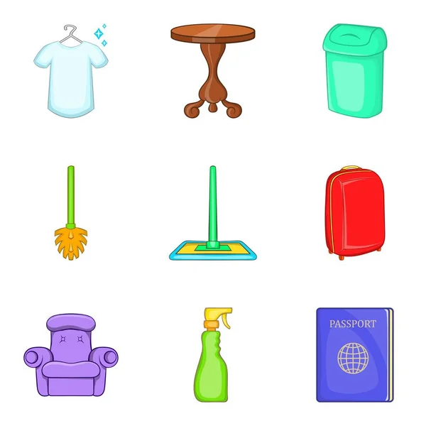 Conjunto de iconos de hotel de lujo, estilo de dibujos animados — Vector de stock