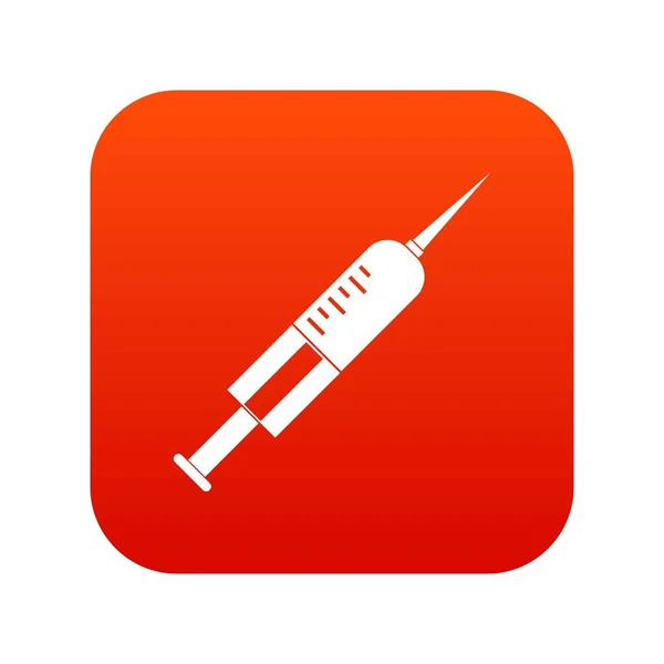 Syringe met naald pictogram digitale rood — Stockvector