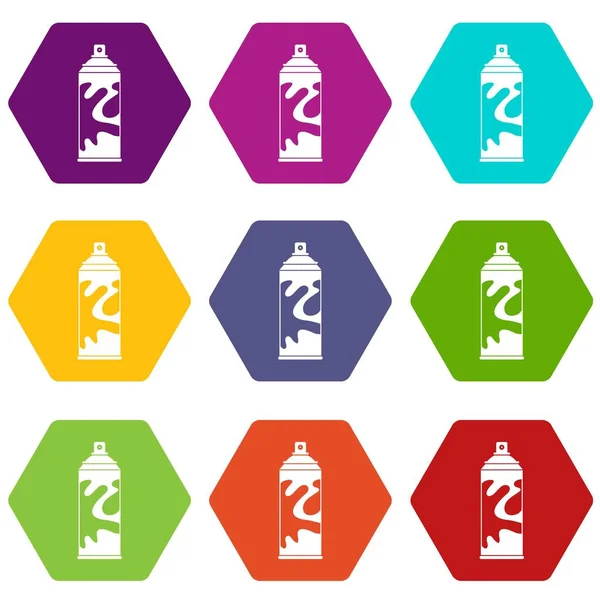 Renk altı yüzlü renkli sprey Icon set — Stok Vektör