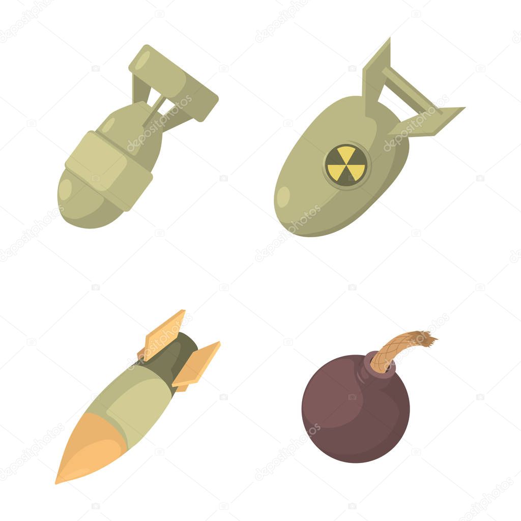 Bomb icon set, cartoon style