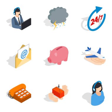 Teknik bakım Icons set, izometrik stili