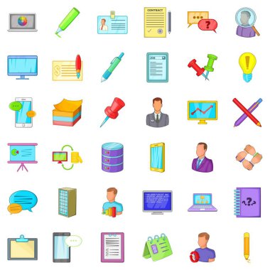 Muhasebe departmanı Icons set, karikatür tarzı