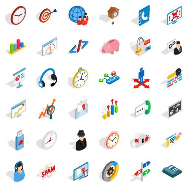 Defter tutma hizmeti Icons set, izometrik stili
