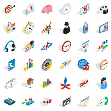 Şantiye Icons set, izometrik stili