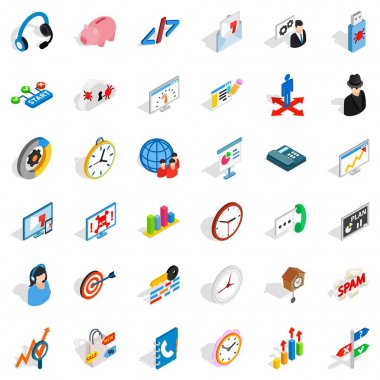 İnşaat site Icons set, izometrik stili