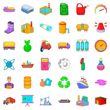 Petrol rafineri sanayi Icons set, karikatür tarzı