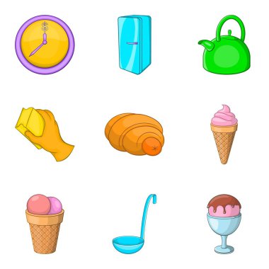 Ev eşyaları Icons set, karikatür tarzı
