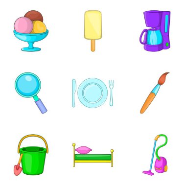 Ev eşyaları Icons set, karikatür tarzı