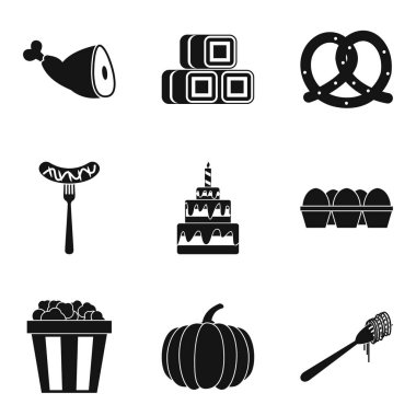 Lezzetli bir yemek Icons set, basit tarzı