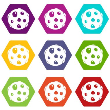 Renk altı yüzlü yalnız gezegen Icon set