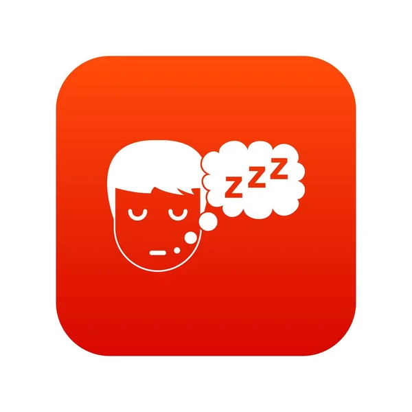 Boy head with speech bubble icon digital red — Stock Vector