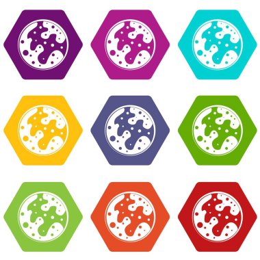 Renk altı yüzlü Mars Icon set