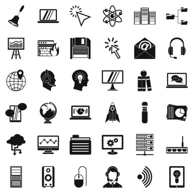 Online atölye Icons set, basit tarzı