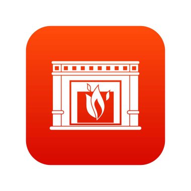 Elektrikli şömine simgesi dijital kırmızı