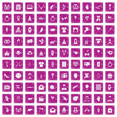 100 kalp simgeler grunge pembe ayarla