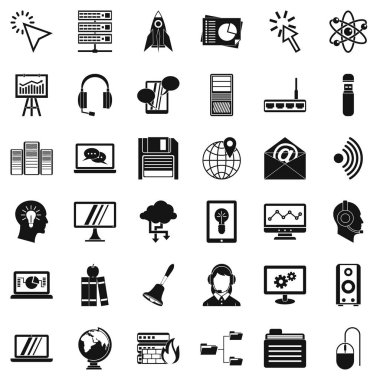 Etkileşimli Icons set, basit tarzı