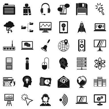 Sistem ağ Icons set, basit tarzı