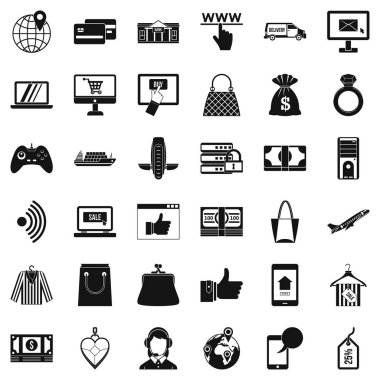 NET alışveriş Icons set basit tarzı