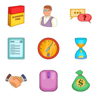 İş kadrosu simgeler ayarla, tarzı çizgi film