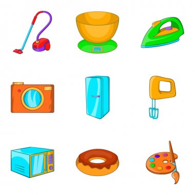 Icons set, karikatür tarzı banyo