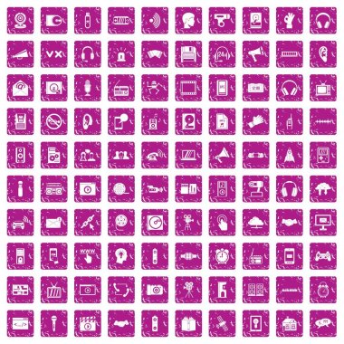 100 ses simgeler grunge pembe ayarla