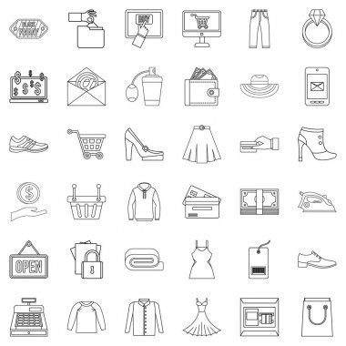 Online satın alma Icons set anahat stili