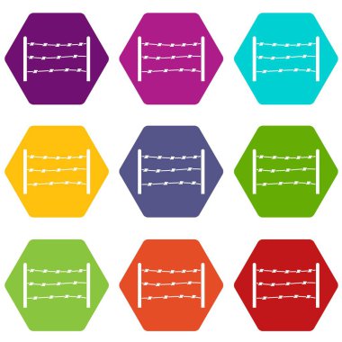 Renk altı yüzlü yasak bölge Icon set