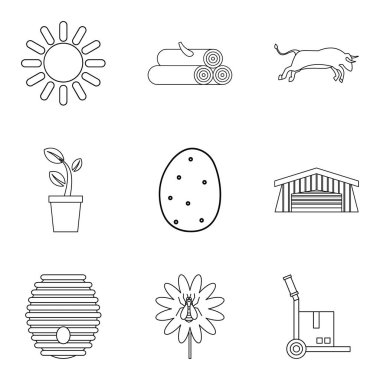 Atalarının ev Icons set, anahat stili