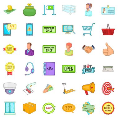 Günlük ticaret Icons set, karikatür tarzı