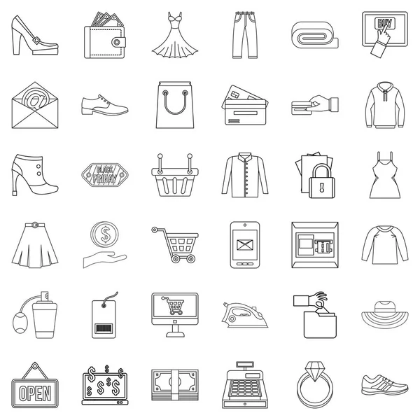 Web buying icons set, outline style — Stock Vector