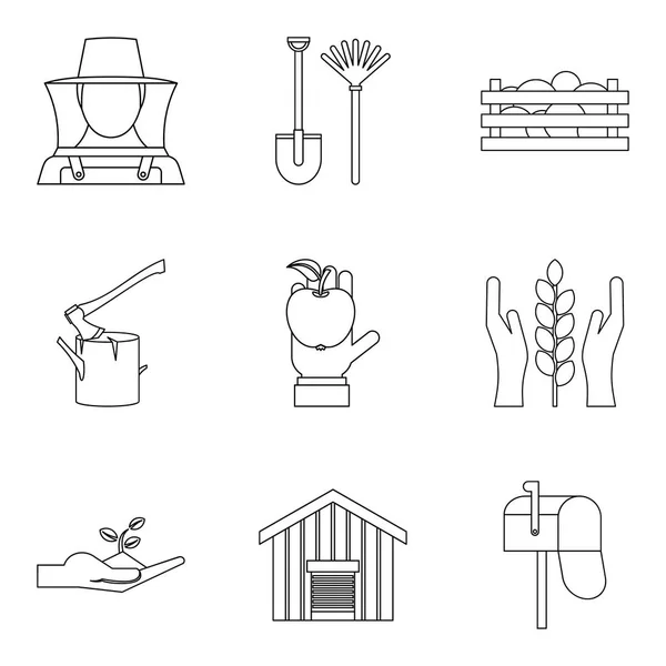 Miembros del conjunto de iconos del hogar, estilo de contorno — Vector de stock