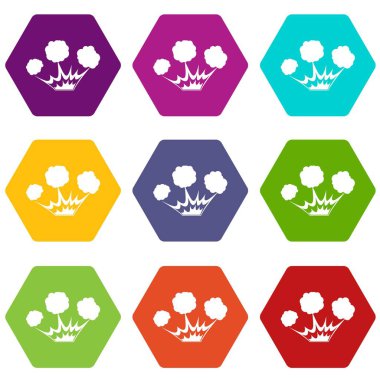 Renk altı yüzlü patlama Icon set