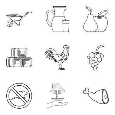 Müdür vasıl ev Icons set, anahat stili