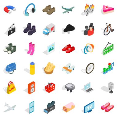 Online ambar Icons set, izometrik stili