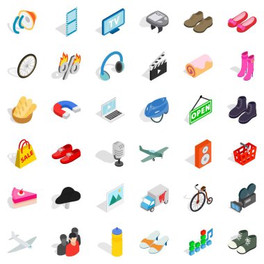 Online perakendeci Icons set, izometrik stili