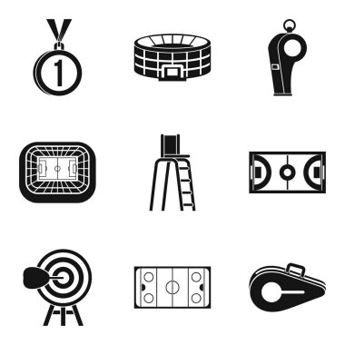 Spor Bahçesi Icons set, basit tarzı