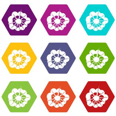 Renk altı yüzlü bulutlu patlama Icon set