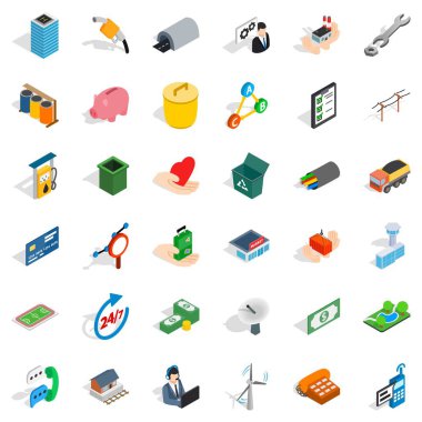 Ticari ilişki Icons set, izometrik stili