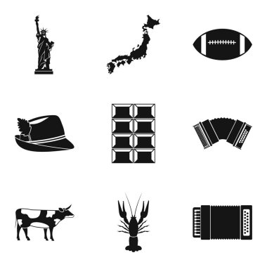 Turist görme Icons set, basit tarzı