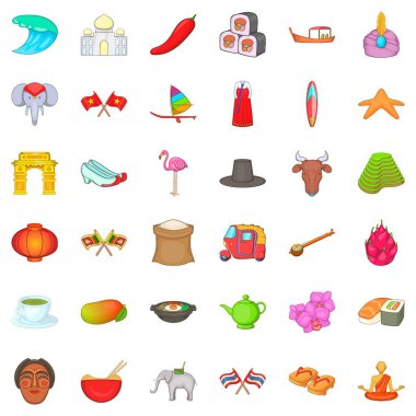 Doğu yönü Icons set, karikatür tarzı