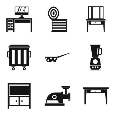 Uyku evi Icons set, basit tarzı