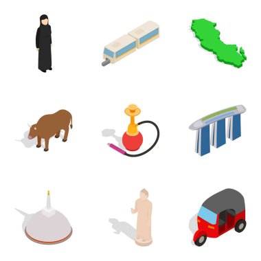 Riskli yolculuk Icons set, izometrik stili