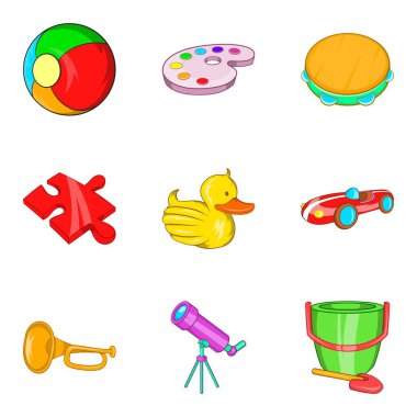 Oyuncak Icons set, karikatür tarzı