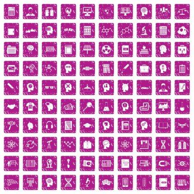 100 bilgi simgeleri grunge pembe ayarla