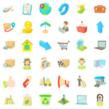 Posta parsel Icons set, karikatür tarzı