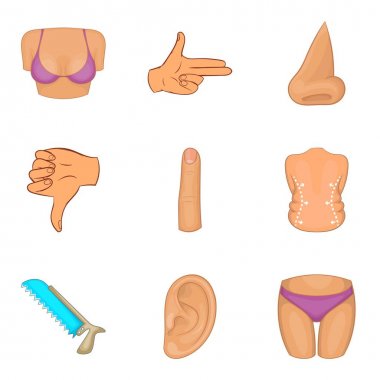 Vücut Icons set, karikatür tarzı geliştirmek